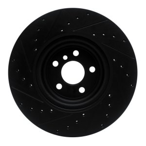 BMW 330e Brake Rotor (1) - Rear Right - R1 Concepts - Drilled & Slotted - Black - `16-`25